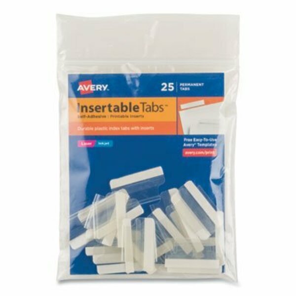 Avery Dennison Avery, INSERTABLE INDEX TABS WITH PRINTABLE INSERTS, 1/5-CUT TABS, CLEAR, 1in WIDE, 25PK 16221